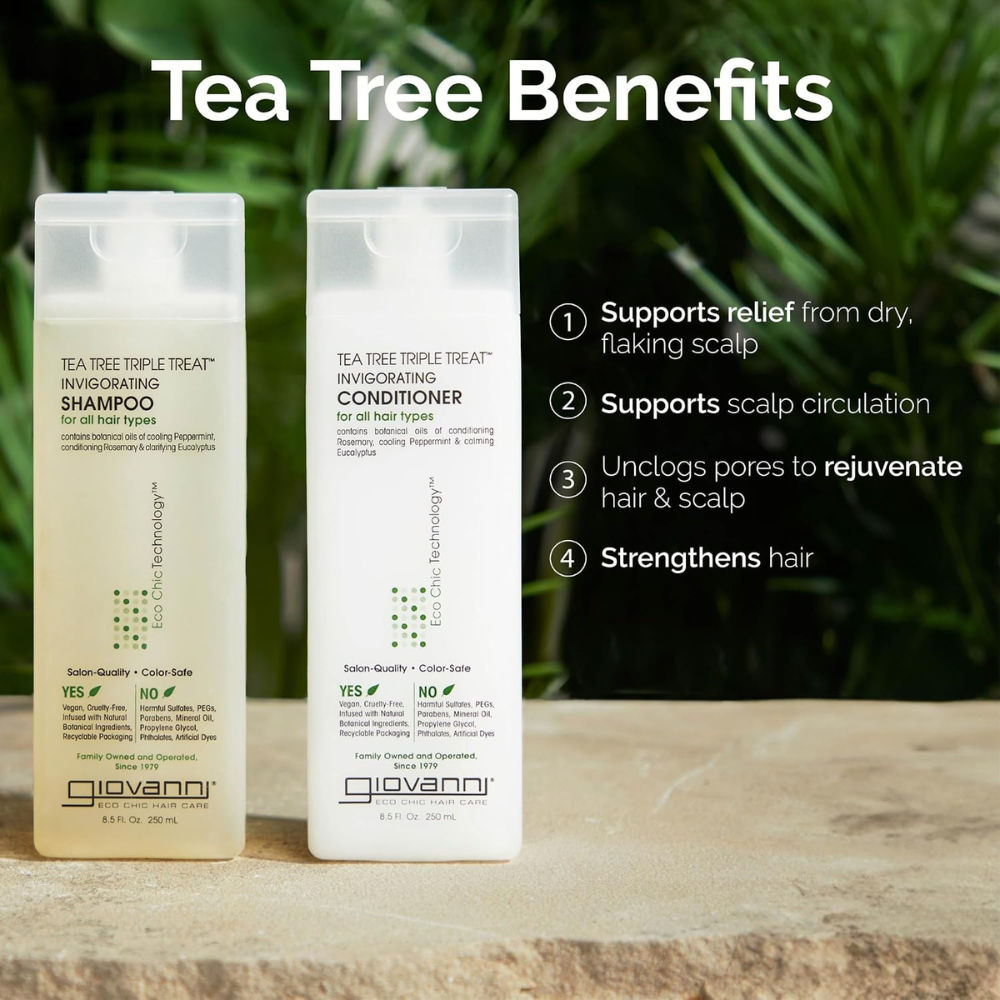 Giovanni Tea Tree Triple Treat Shampoo & Conditioner Set (250ml Each)