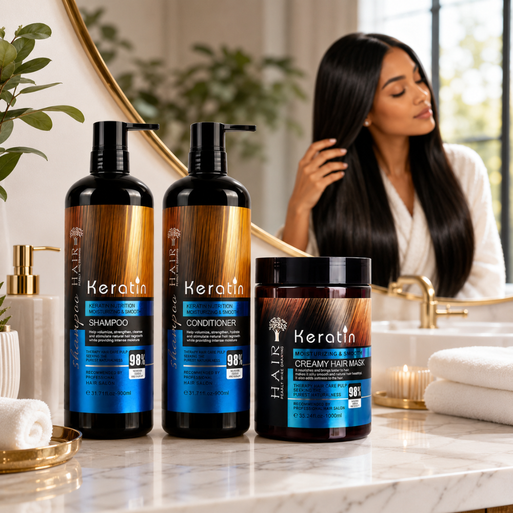 Keratin Hair Care Set – Shampoo, Conditioner & Creamy Hair Mask