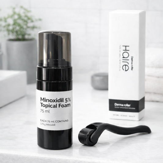 Minoxidil 5% Topical Foam 75ml with Derma Roller – Hair Growth Treatment Kit