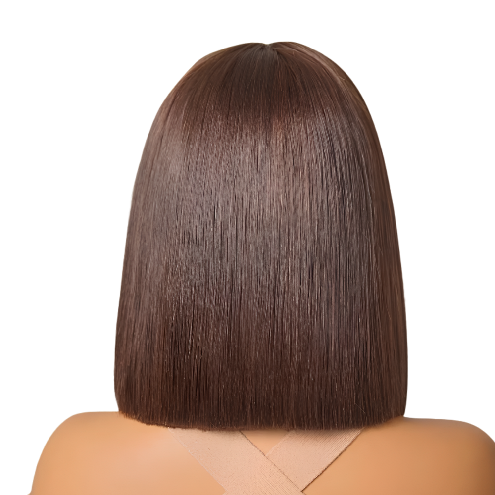 Platinum Chocolate Brown Bob Wig – Straight Human Hair(08 - 14 Inches)