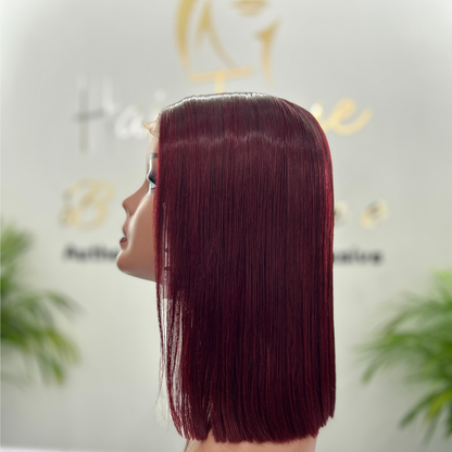 100% Human Hair Burgundy Malaysian Wig(08 Inches - 30 Inches)
