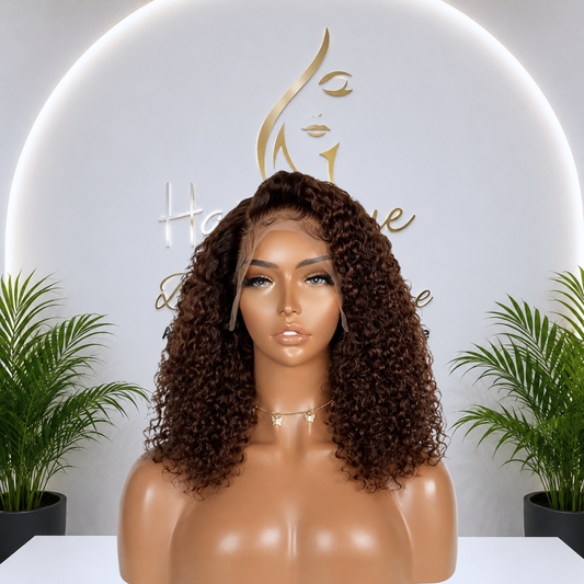 13x4 Chocolate Brown Jerry Curly Lace Frontal Wig - 22 Inches