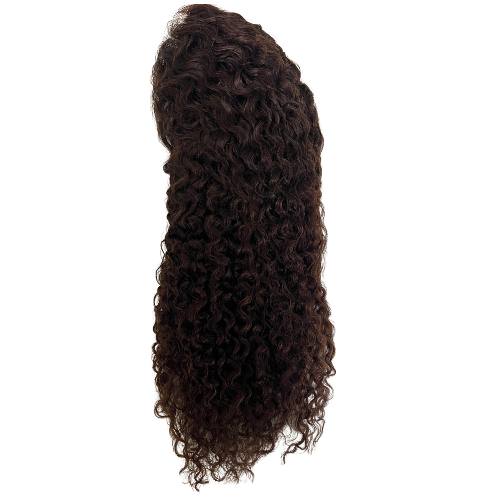 13x4 Chocolate Brown Jerry Curly Lace Frontal Wig - 22 Inches