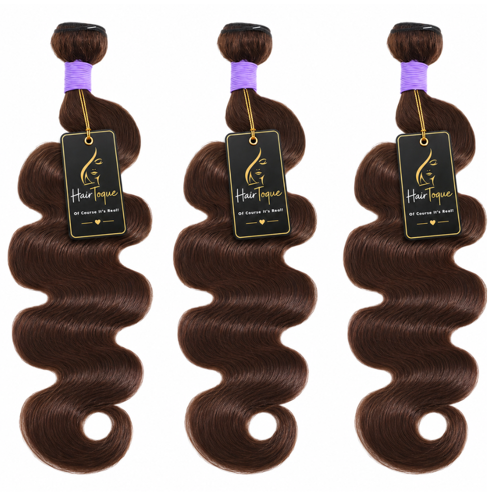 3-Piece Chocolate Brown Brazilian Body Wave Human Hair Bundles (10 - 30 Inches)
