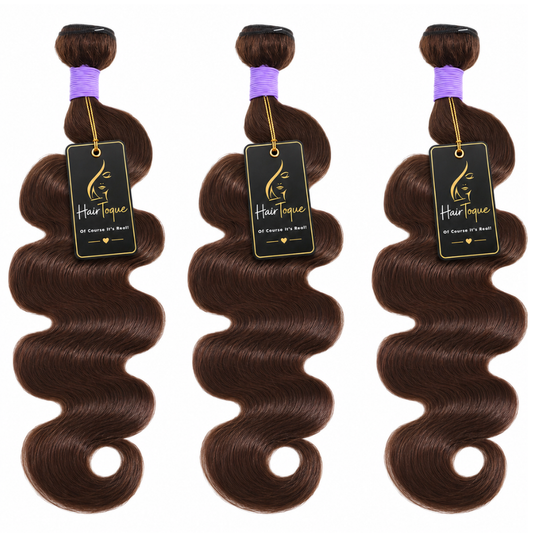 3-Piece Chocolate Brown Brazilian Body Wave Human Hair Bundles (10 - 30 Inches)