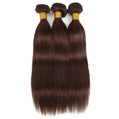 3 Bundles Chocolate Brown Straight Human Hair - 3 Pack (10 - 30 Inches)