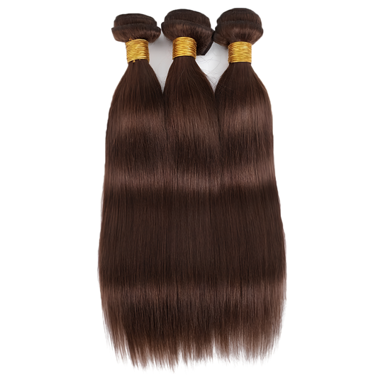 3 Bundles Chocolate Brown Straight Human Hair - 3 Pack (10 - 30 Inches)