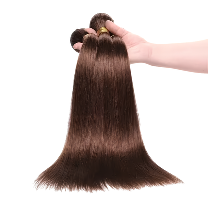 3 Bundles Chocolate Brown Straight Human Hair - 3 Pack (10 - 30 Inches)