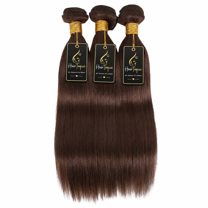 3 Bundles Chocolate Brown Straight Human Hair - 3 Pack (10 - 30 Inches)