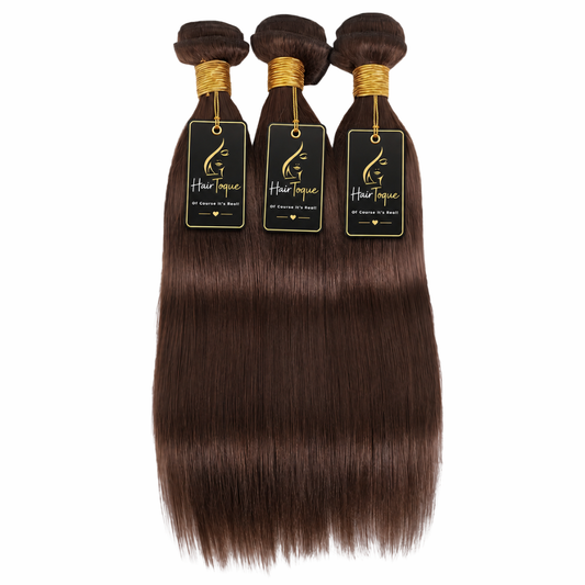 3 Bundles Chocolate Brown Straight Human Hair - 3 Pack (10 - 30 Inches)