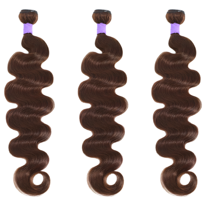 3-Piece Chocolate Brown Brazilian Body Wave Human Hair Bundles (10 - 30 Inches)