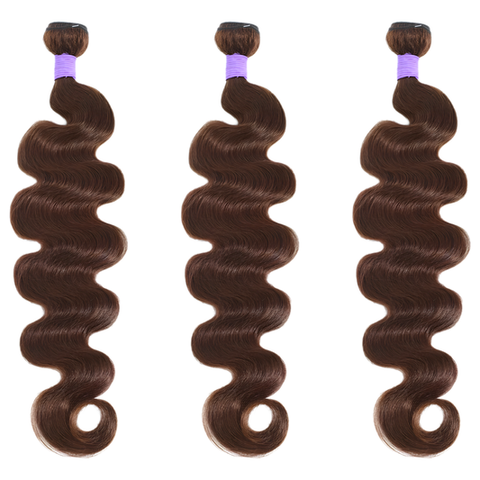 3-Piece Chocolate Brown Brazilian Body Wave Human Hair Bundles (10 - 30 Inches)