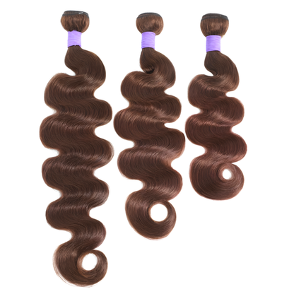 3-Piece Chocolate Brown Brazilian Body Wave Human Hair Bundles (10 - 30 Inches)