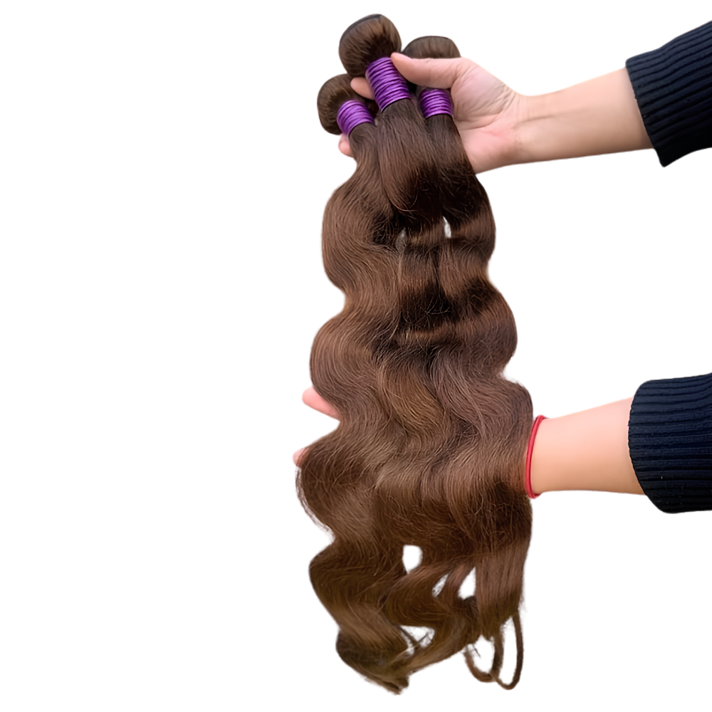 3-Piece Chocolate Brown Brazilian Body Wave Human Hair Bundles (10 - 30 Inches)