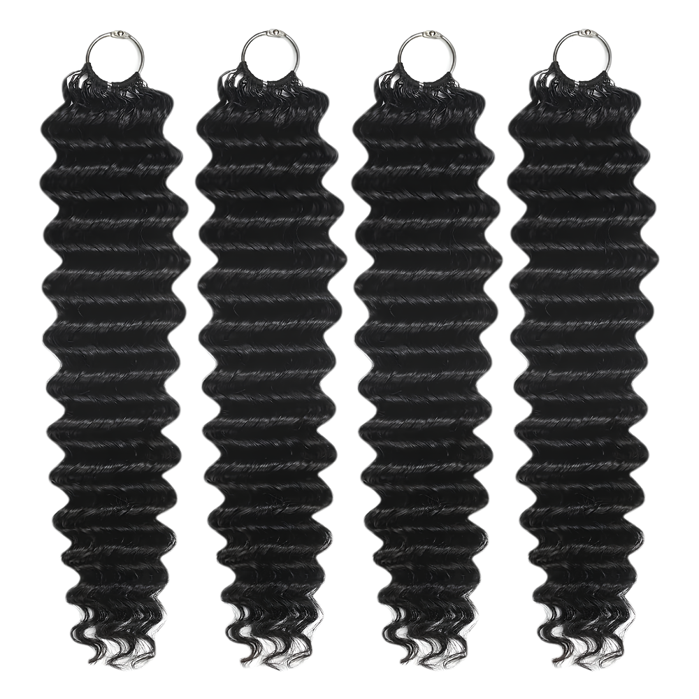 Black Deep Wave Human Hair Crochet Extensions - Miracle Knots(20-24 Inches)