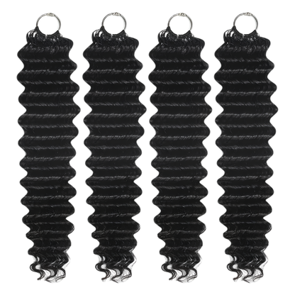 Black Deep Wave Human Hair Crochet Extensions - Miracle Knots(20-24 Inches)
