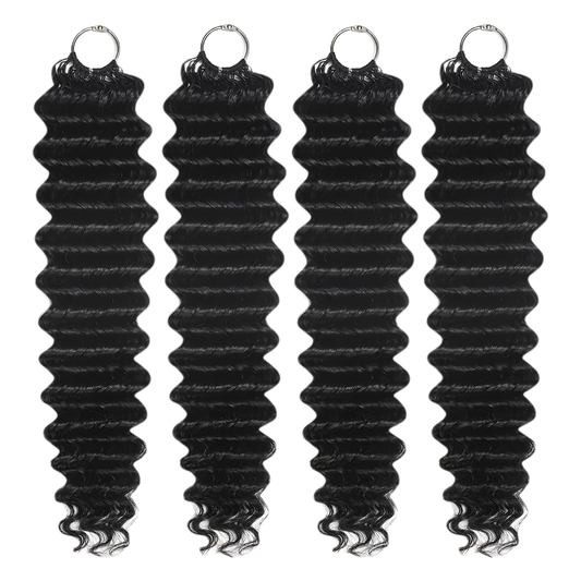 Black Deep Wave Human Hair Crochet Extensions - Miracle Knots(20-24 Inches)