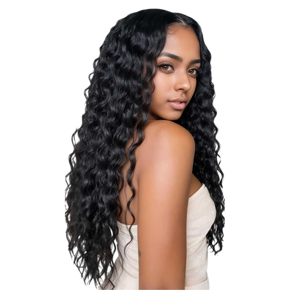 Black Deep Wave Human Hair Crochet Extensions - Miracle Knots(20-24 Inches)