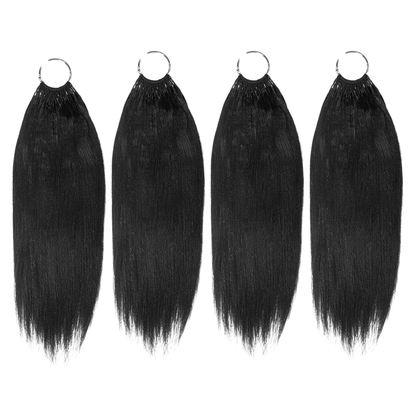 Black Straight Human Hair Crochet Extensions - Miracle Knots(20-14 Inches)