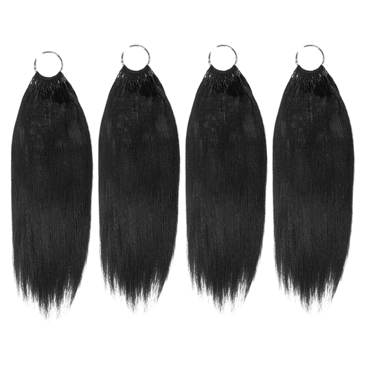 Black Straight Human Hair Crochet Extensions - Miracle Knots(20-14 Inches)