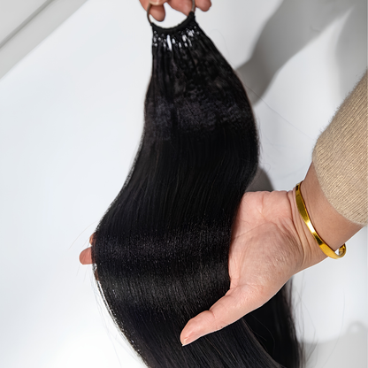 Black Straight Human Hair Crochet Extensions - Miracle Knots(20-14 Inches)