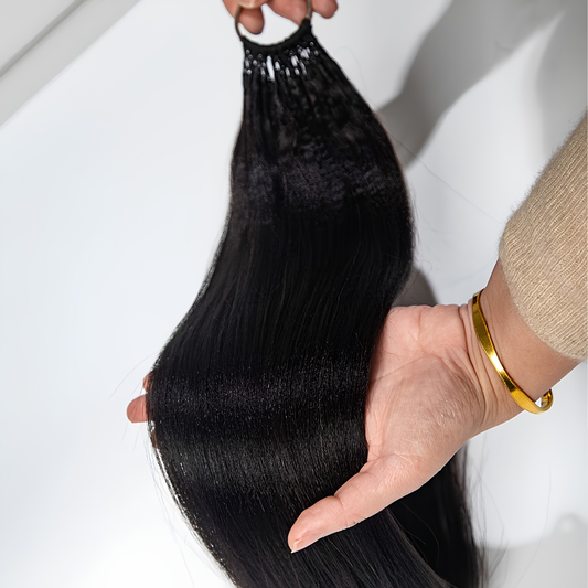 Black Straight Human Hair Crochet Extensions - Miracle Knots(20-14 Inches)