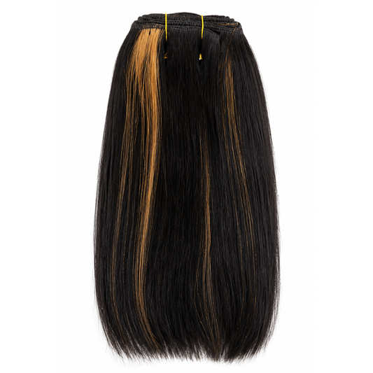 Black & Brown Piano Straight Hair Bundle – Highlighted Finish (10 Inch)