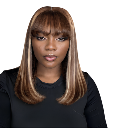 Blonde Brown Piano Fringe Bob Wig (08 - 12 Inches)