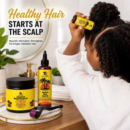 Top Class Jamaican Black Castor Oil Hair Growth Kit – Hair Food, Castor Oil & Derma Roller Set