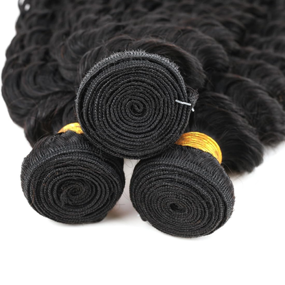 Jerry Curl Black Human Hair Bundles – 3 Bundles (10 - 30 Inches)