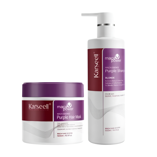 Karseell Maca Essence Purple Shampoo & Purple Hair Mask Set (500ml Each)