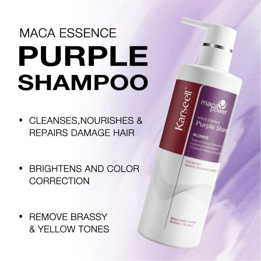 Karseell Maca Essence Purple Shampoo & Purple Hair Mask Set (500ml Each)