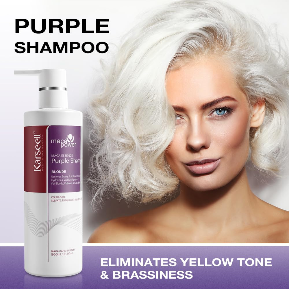 Karseell Maca Essence Purple Shampoo & Purple Hair Mask Set (500ml Each)