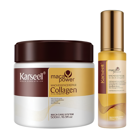 Karseell Maca Essence Repair Collagen Hair Treatment Set (500ml Mask + 50ml Hair Oil)