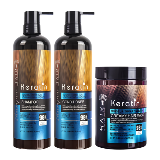 Keratin Hair Care Set – Shampoo, Conditioner & Creamy Hair Mask
