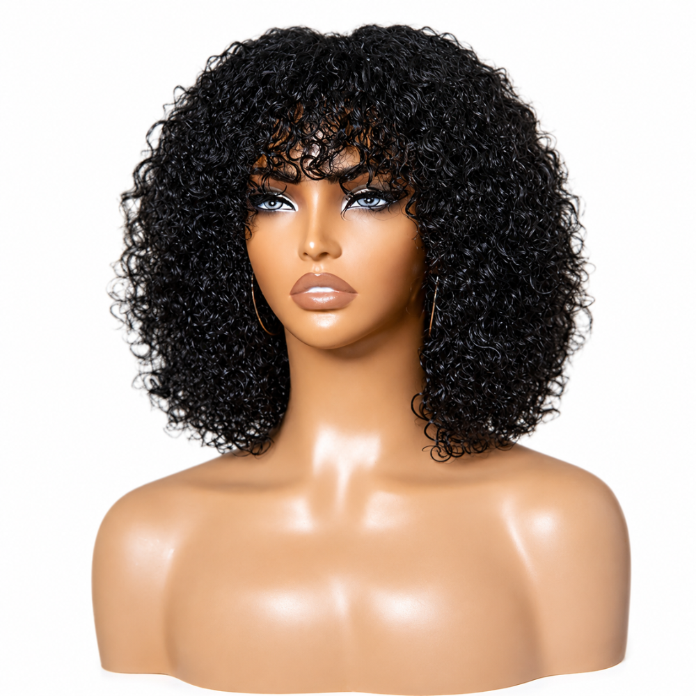 Natural SD Jerry Curl Wig with Fringe (10 - 14 Inches)