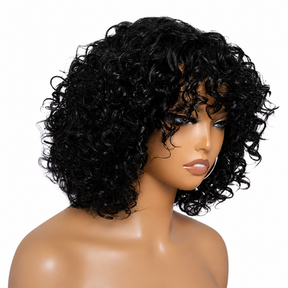 Natural SD Jerry Curl Wig with Fringe (10 - 14 Inches)