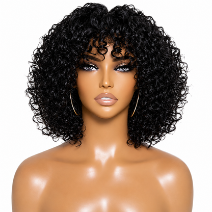 Natural SD Jerry Curl Wig with Fringe (10 - 14 Inches)