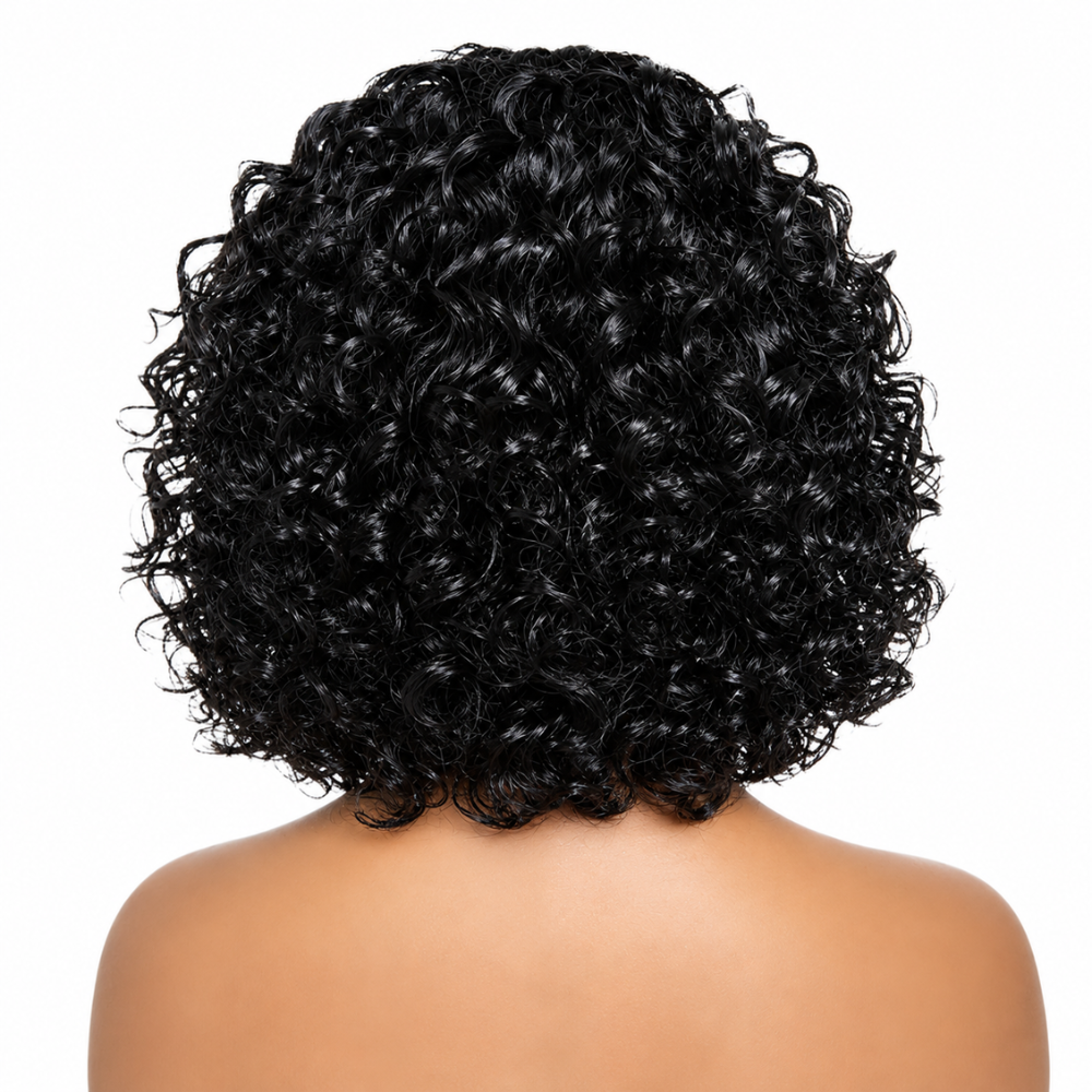 Natural SD Jerry Curl Wig with Fringe (10 - 14 Inches)