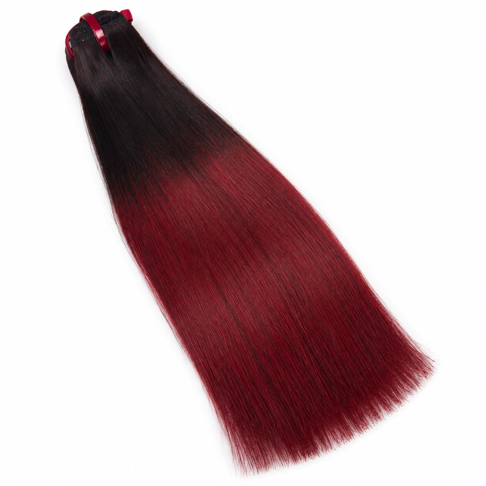 Ombre Burgundy Straight Human Hair Bundle(08 - 30 Inches)