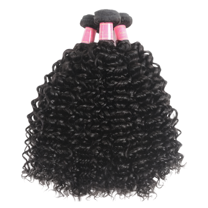 Peruvian Jerry Curly Human Hair Bundles - 3 Pack (10 - 30 Inches)
