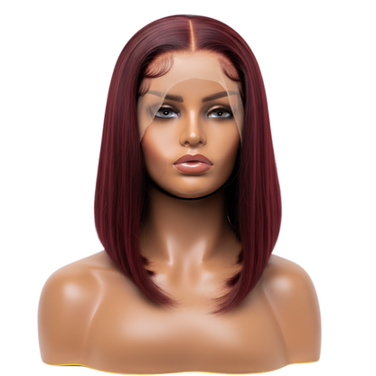 Platinum Burgundy Bob Wig – Straight Human Hair(08 - 14 Inches)
