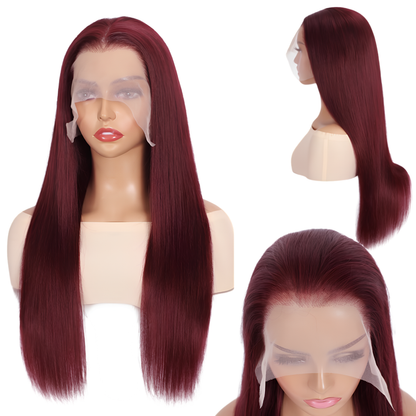 Platinum Burgundy Lob Wig – Straight Human Hair(16 - 22 Inches)