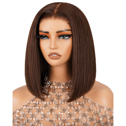 Platinum Chocolate Brown Bob Wig – Straight Human Hair(08 - 14 Inches)