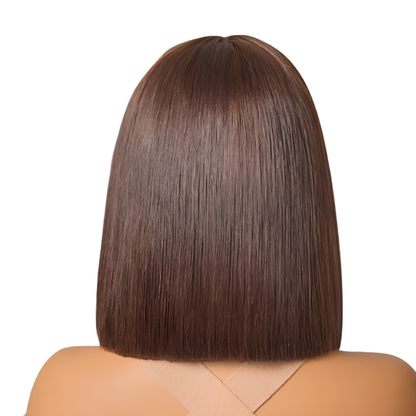 Platinum Chocolate Brown Bob Wig – Straight Human Hair(08 - 14 Inches)