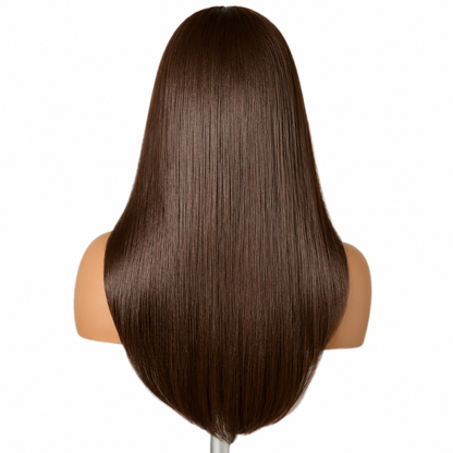 Platinum Chocolate Brown Lob Wig – Straight Human Hair(16 - 22 Inches)