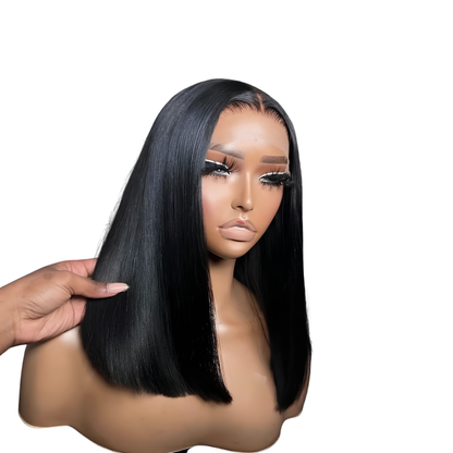 Platinum Natural Black Bob Wig – Straight Human Hair(08 - 14 Inches)