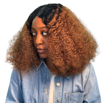 Ombre Brown Raw Burmese Curly Wig – Premium Collection(12 - 22 Inches)