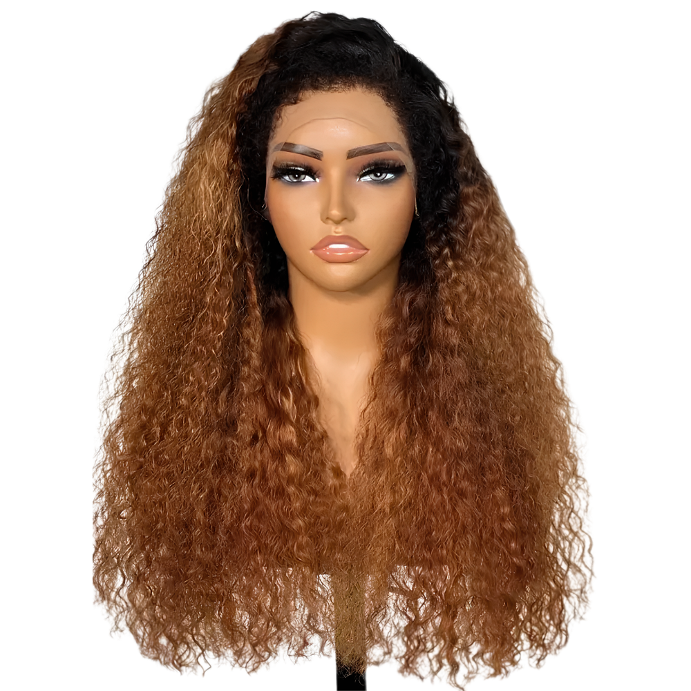 Ombre Brown Raw Burmese Curly Wig – Premium Collection(12 - 22 Inches)