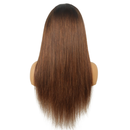 Premium Ombre Brown Lob Wig – Straight Human Hair(16 - 22 Inches)